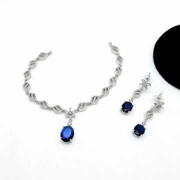 American Diamond Necklace Set Real Stone Fine Quality