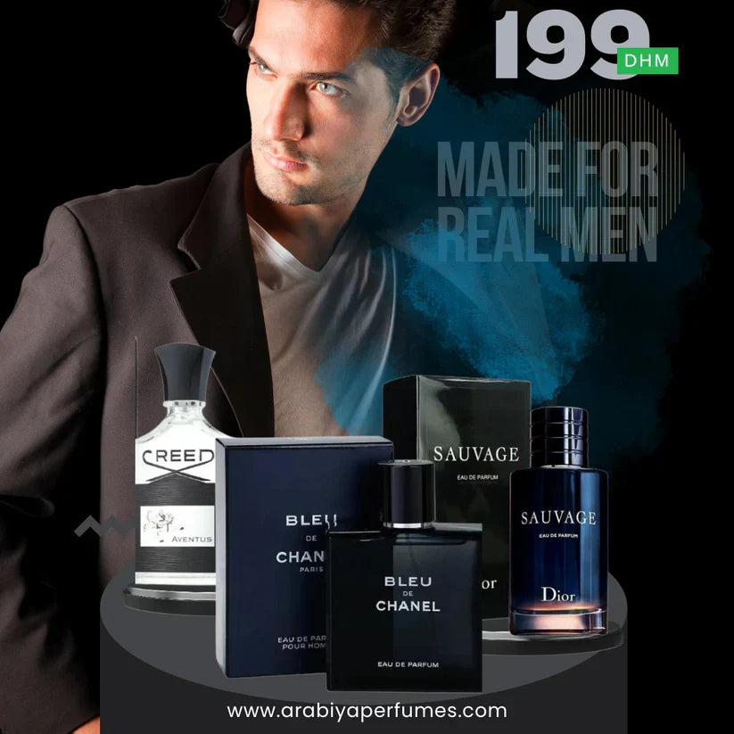 Pack of 3 For Men (Dior Sauvage + Creed Aventus + Blue De Chanel)