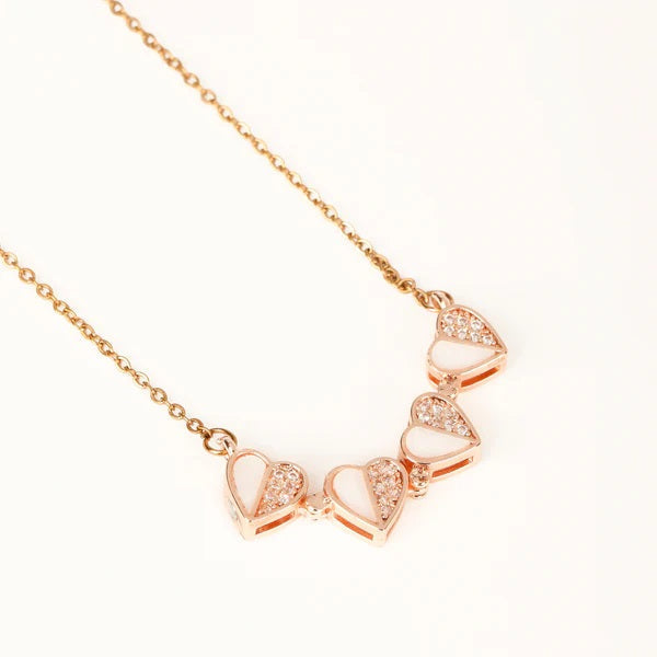 Multi-Wearing Heart Necklace – 4-Heart Magnetic Rose Gold Jewelry